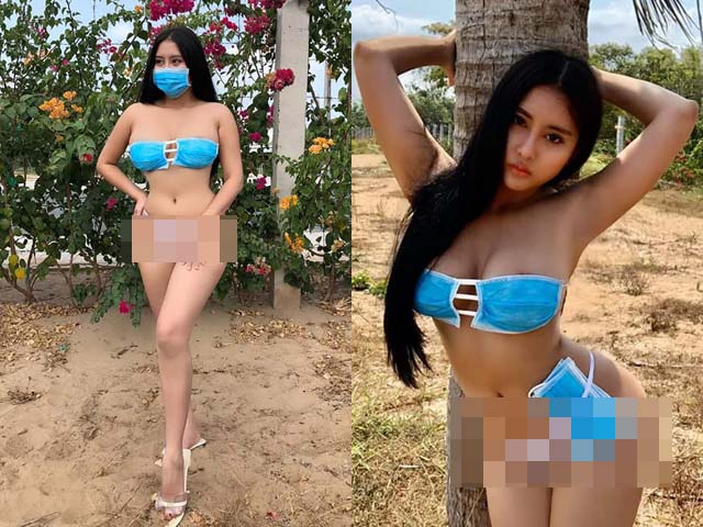 “Can Lộ Lộ bản Việt” dùng khẩu trang làm bikini giữa đại dịch Corona gây phẫn nộ