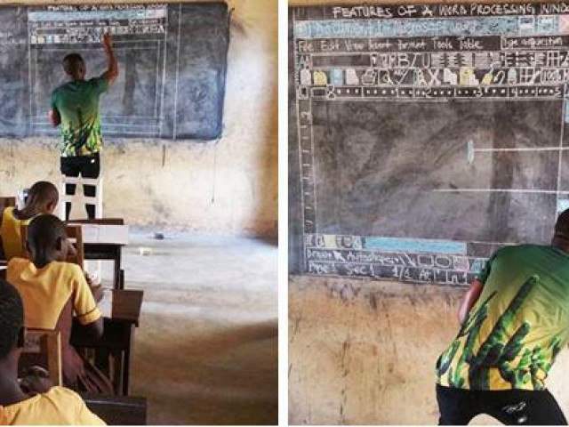 Thầy giáo dạy Word cho học sinh nghèo trên bảng đen và hành động bất ngờ từ tập đoàn Microsoft