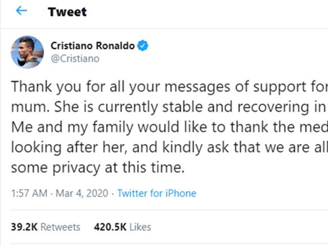 Tin HOT bóng đá tối 4/3: Ronaldo cảm ơn fan trên Twitter