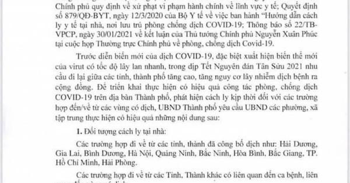 Xôn xao công văn cách ly công dân từ TP HCM, Bình Dương về quê ăn Tết