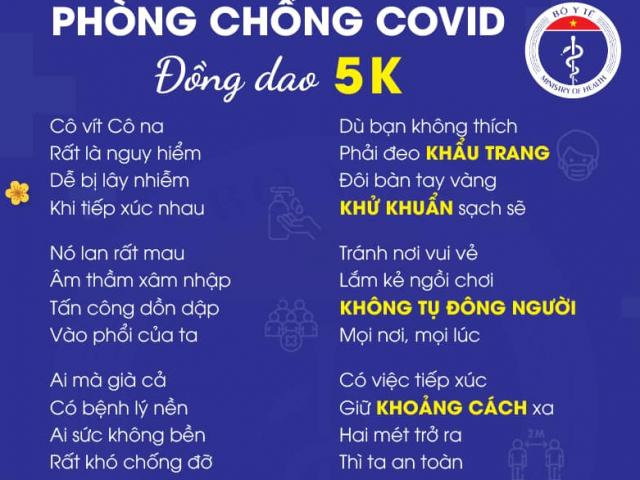 Đồng dao “5K” trong phòng chống COVID-19 khiến nhiều người thích thú