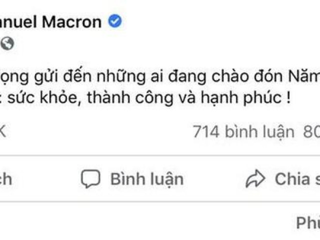Thông điệp chúc tết bằng tiếng Việt của Tổng thống Pháp nhận bão like
