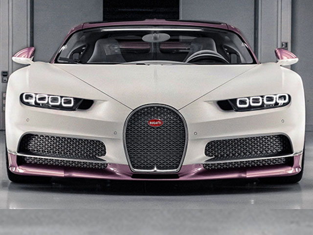 Siêu xe Bugatti Chiron màu trắng hồng độc nhất vô nhị