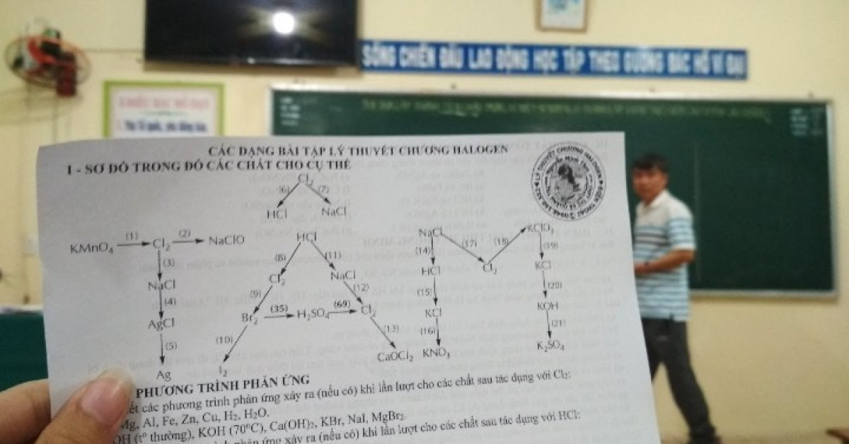 Giáo viên lồng tên mình vào bài tập Hóa vì sợ lâu ngày không gặp, trò quên tên thầy