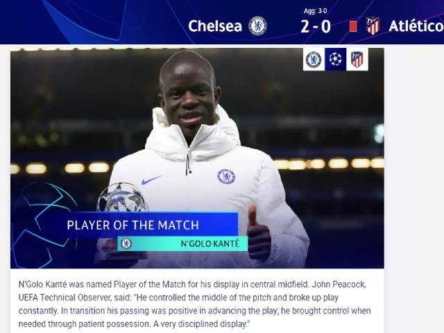 Chelsea vượt ải Atletico: Trang chủ UEFA gọi tên Kante, báo Anh khen bản lĩnh