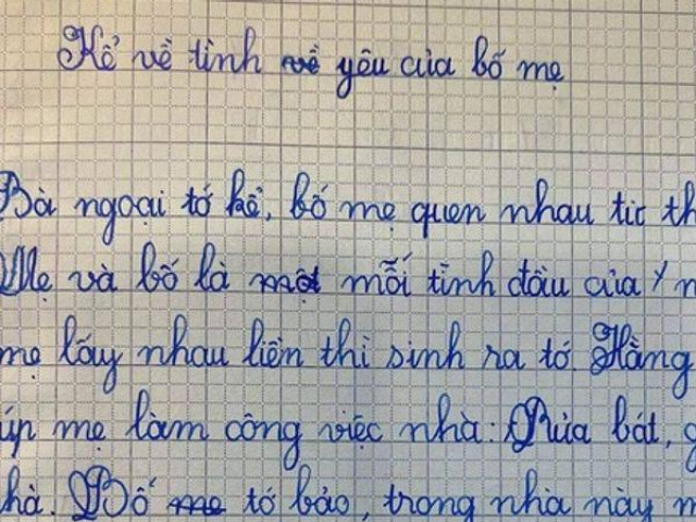 Học sinh kể chuyện tình yêu của bố mẹ, màn kết bài khiến dân mạng ôm bụng cười lăn