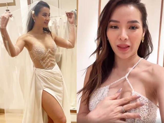Váy cưới táo bạo không che nổi vòng 1 sexy của mỹ nhân An Giang