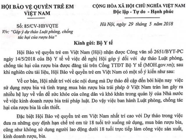 Hội Bảo vệ trẻ em phân trần thông tin ”đòi quyền… uống rượu bia cho trẻ em dưới 18 tuổi”