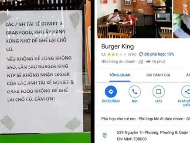 Cửa hàng Burger King bị ”dìm sao” hội đồng vì kỳ thị tài xế Grab, Go Viet