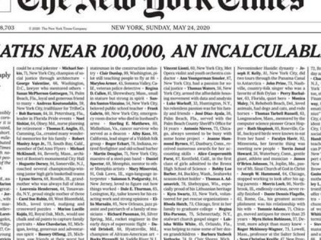 Bản cáo phó đặc biệt trên bìa tờ báo hàng đầu nước Mỹ New York Times