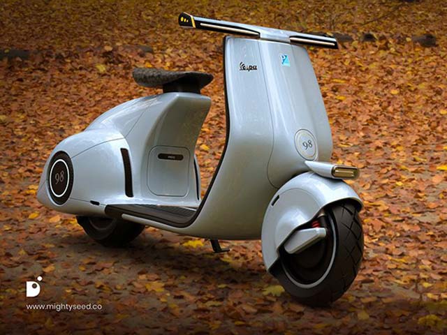 Xốn xang với concept xe điện Vespa 98 đẹp ”lịm tim”