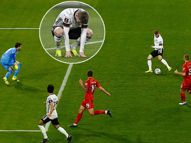 Timo Werner bỏ lỡ cơ hội khó tin khiến Đức thua sốc, bị fan chế giễu