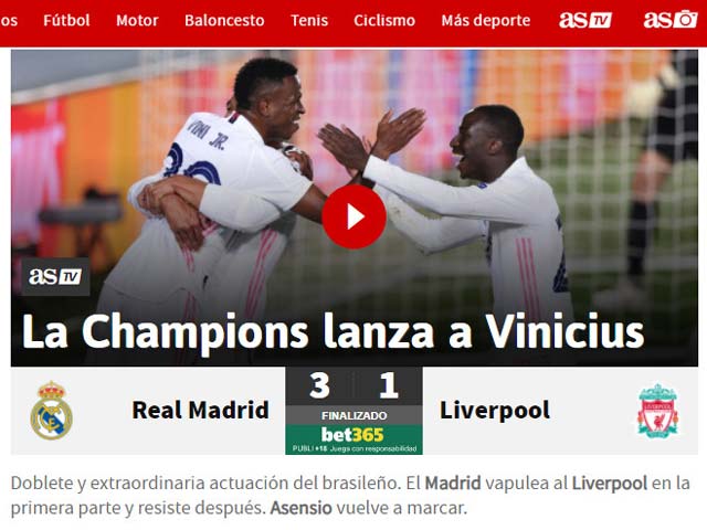 Truyền thông Tây Ban Nha mê mệt vì Vinicius, Liverpool bị báo Anh ”làm gỏi”
