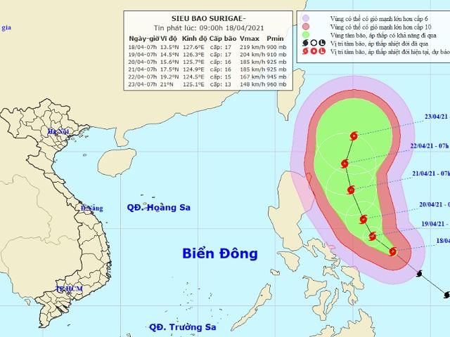 Siêu bão Surigae rất nguy hiểm, đề phòng đổi hướng ảnh hưởng tới Biển Đông