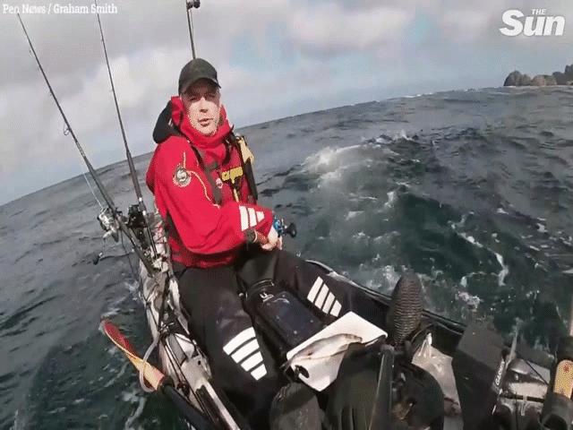 Video: Giằng co với cá mập, bị kéo lật xuồng