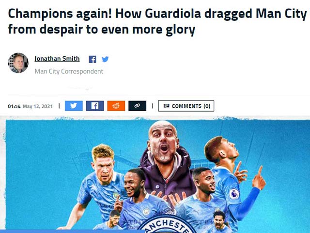 Man City vô địch Ngoại hạng Anh: Báo Anh ca ngợi Guardiola vĩ đại như Sir Alex