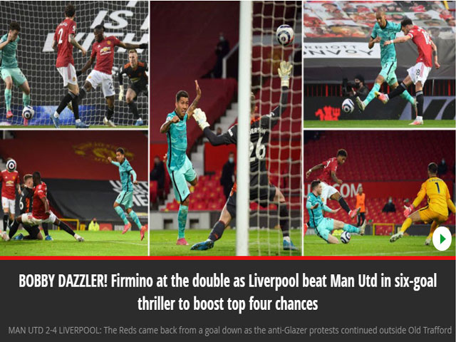 Liverpool thắng ngược MU: Báo Anh ca ngợi Firmino, bất ngờ chỉ trích Pogba