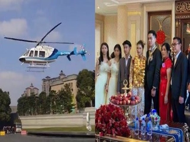 Chú rể rước dâu bằng trực thăng, kết thúc hôn lễ thừa nhận ”đi mượn”