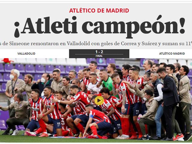 Atletico vô địch La Liga: Báo chí Tây Ban Nha vỡ òa, tâng bốc Suarez hết lời