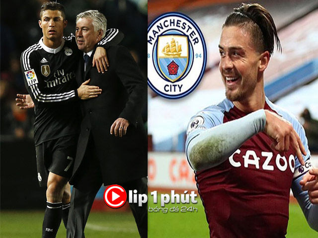 Real nhờ Ancelotti để mơ tái hợp Ronaldo, Man City ủ mưu săn Grealish (Clip 1 phút Bóng đá 24H)