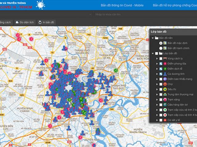 Xem trực tuyến tình hình dịch COVID-19 tại TP.HCM bằng bản đồ