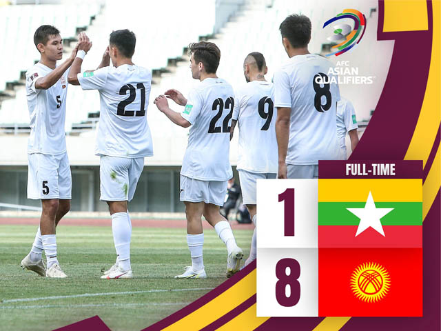 Đội Trung Á thắng Myanmar 8-1, mang tin vui cho ĐT Việt Nam