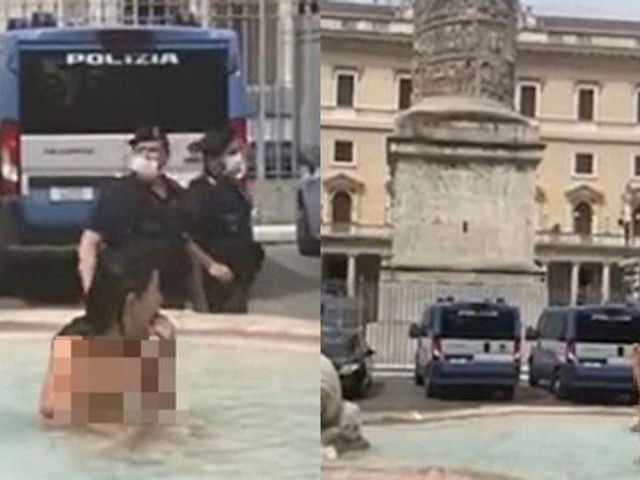 Người phụ nữ đột nhiên cởi hết đồ ”tắm tiên” ở đài phun nước, phớt lờ mọi lời cảnh cáo của cảnh sát