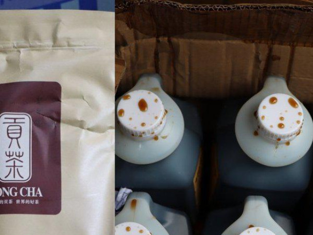 Thu hàng tấn nguyên liệu trà sữa thương hiệu Gongcha, Royal tea bẩn