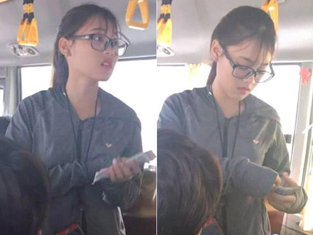 Nữ phụ xe buýt Hà Nội khiến dân mạng ngẩn ngơ vì quá xinh đẹp