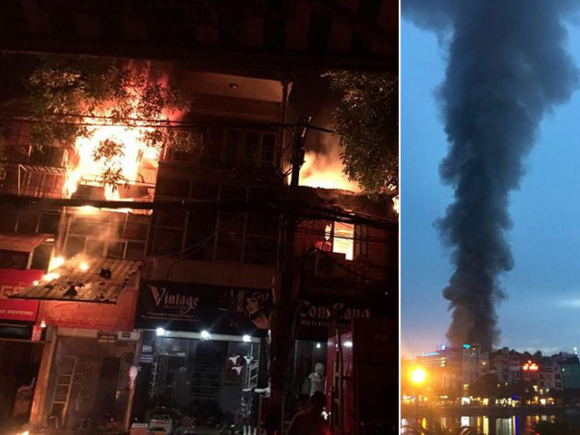 Lửa cháy lan 10 căn nhà ở Hà Nội, cột khói bốc cao hàng chục mét
