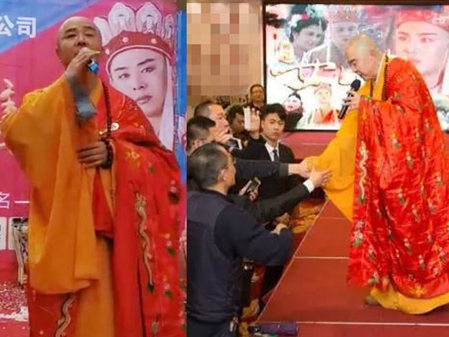 ”Đường Tăng đẹp nhất Trung Quốc” mặc áo cà sa đi hát ở hội chợ bình dân