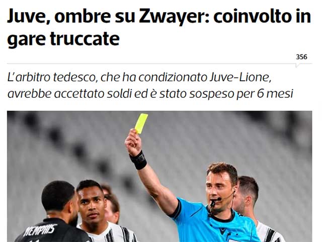 Trọng tài trận Juventus bị loại khỏi Cúp C1  bị ”phanh phui” dàn xếp tỷ số