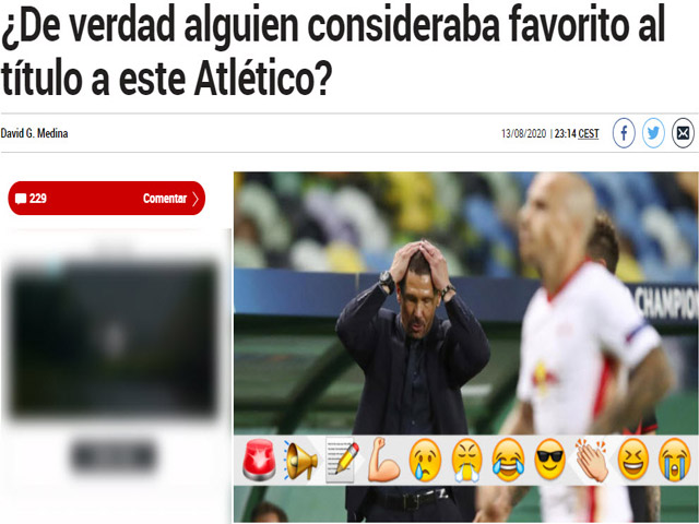Atletico bị hất cẳng đau đớn ở Cúp C1: Báo Tây Ban Nha đổ lỗi cho Simeone