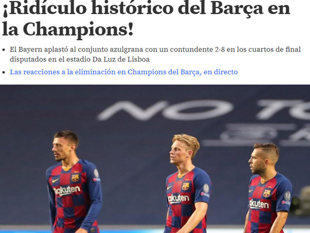 Barcelona thảm bại 2-8: Báo Tây Ban Nha chê cười ”nỗi nhục chưa từng có”