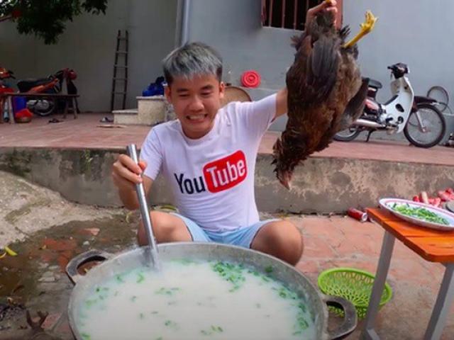 Nấu cháo gà nguyên lông đăng YouTube, con trai bà Tân Vlog bị mời lên làm việc