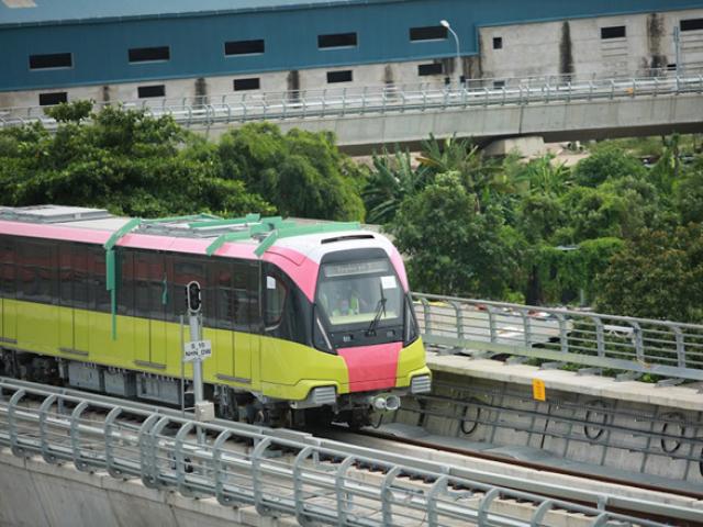 Hình ảnh đoàn tàu Nhổn - ga Hà Nội chạy thử nghiệm 8,5km trên cao