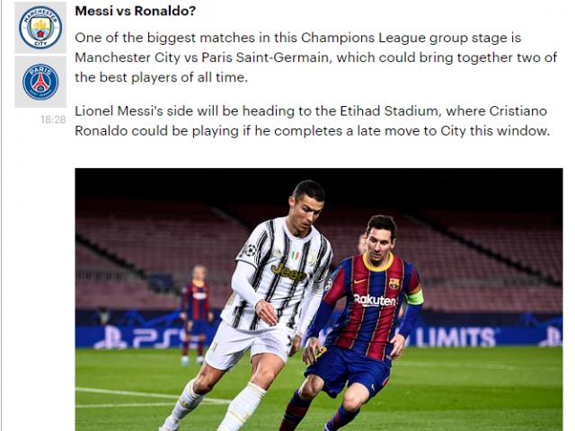 Báo chí khao khát Ronaldo đấu Messi ở vòng bảng Cúp C1, chờ MU ”đòi nợ”