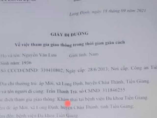 Tiền Giang: Cấp giấy đi đường cho 2 người đàn ông đi… khám thai