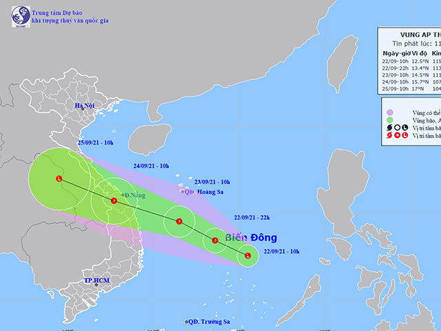 Áp thấp khả năng mạnh thêm, hướng vào miền Trung, mưa lớn sẽ dồn dập