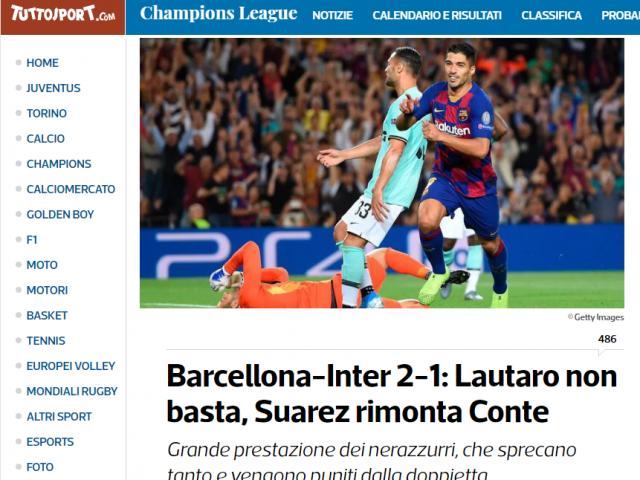 Barca thắng ngược nghẹt thở: Báo Ý phải ”ngả mũ” siêu anh hùng Suarez