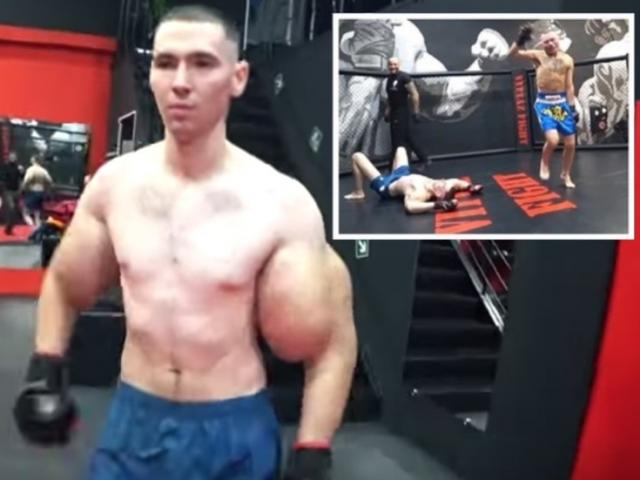 Lực sỹ tay to khổng lồ 60cm lên sàn đấu võ MMA nhận đòn “chí tử”