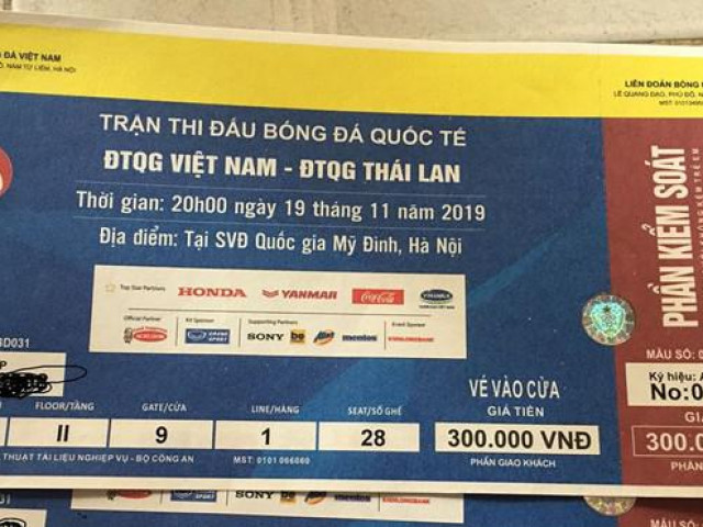 Vé chợ đen trận Việt Nam – Thái Lan “đẩy” giá vô tội vạ, cẩn thận vé giả