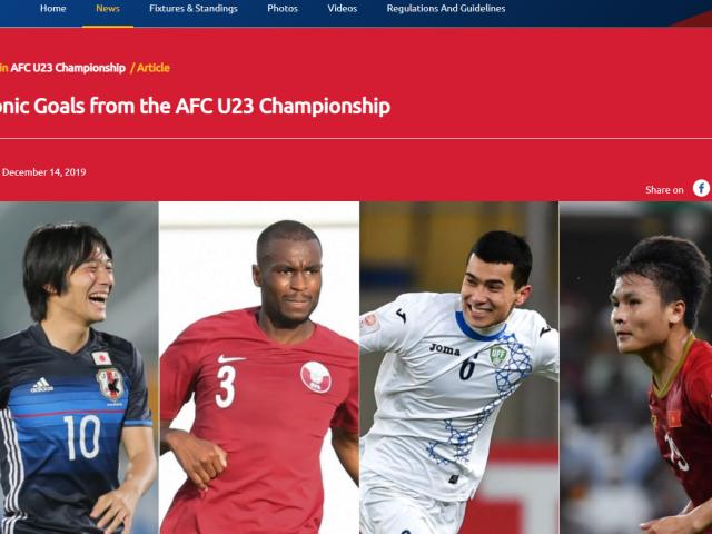 Quang Hải ẵm giải ”Bàn thắng số 1 lịch sử U23 châu Á”: AFC vinh danh ra sao?