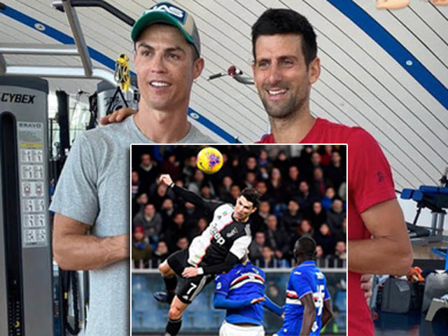 Clip siêu sao triệu view: Ronaldo dạy Djokovic tuyệt kỹ bật nhảy 2m56