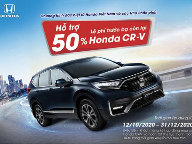 Hỗ trợ 50% lệ phí trước bạ còn lại cho khách hàng mua xe Honda CR-V