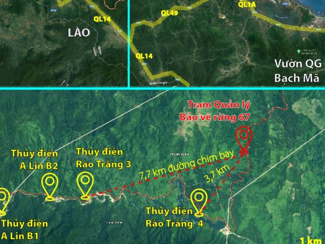 Vị trí thủy điện Rào Trăng 3, nơi có 30 người bị nạn