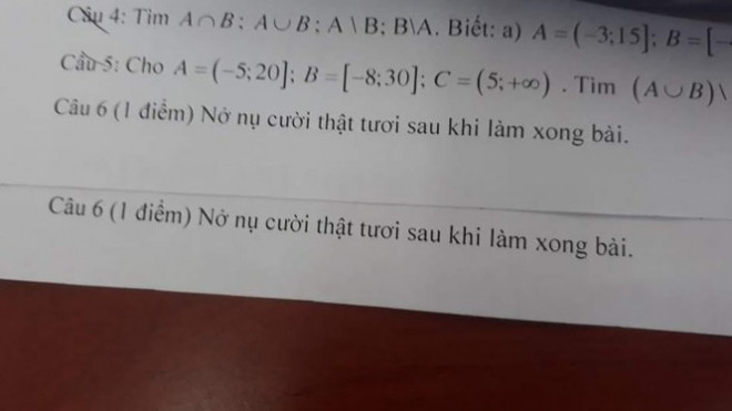 Đề kiểm tra cực “độc” của thầy giáo dạy Toán: Teen muốn được điểm cao thì phải... cười!