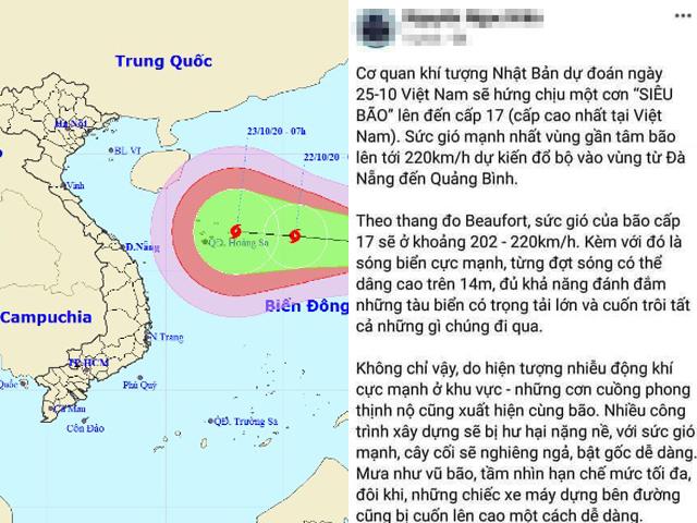 Bác tin “siêu bão cấp 17 sắp đổ bộ miền Trung”