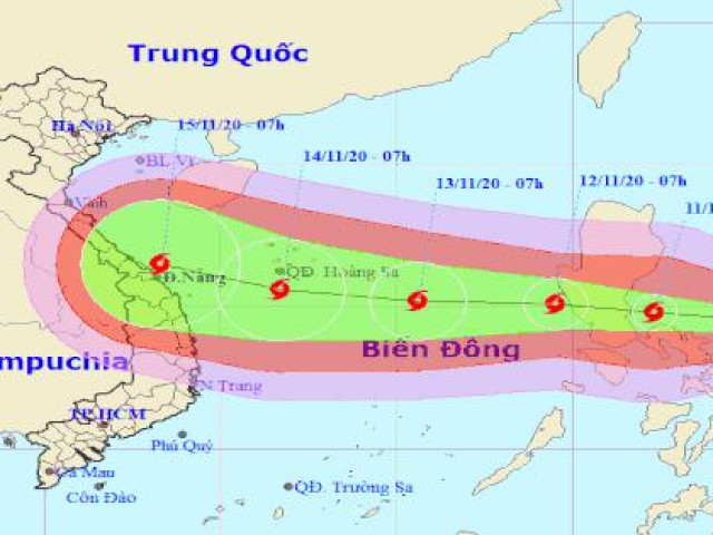 Bão Vamco mạnh lên và di chuyển nhanh vào Biển Đông, miền Trung mưa lớn