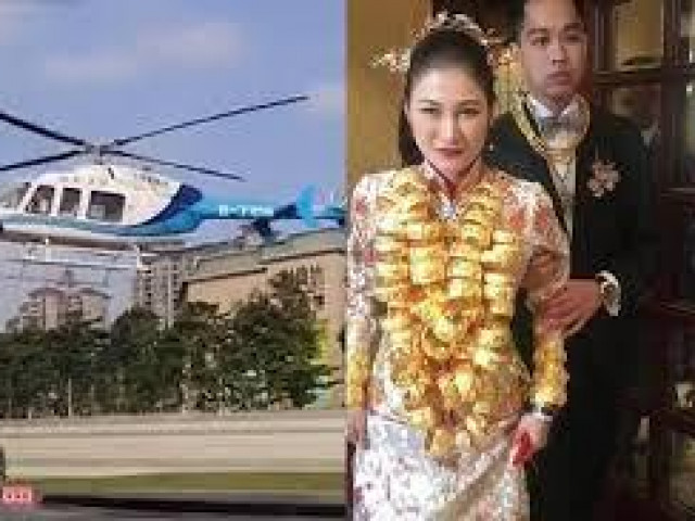 ”Choáng ngợp” trước đám cưới đi bằng trực thăng, cô dâu đeo vàng muốn ”gãy” cổ